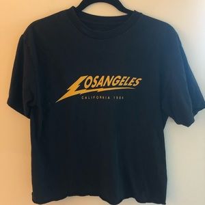 Black cropped graphic tee